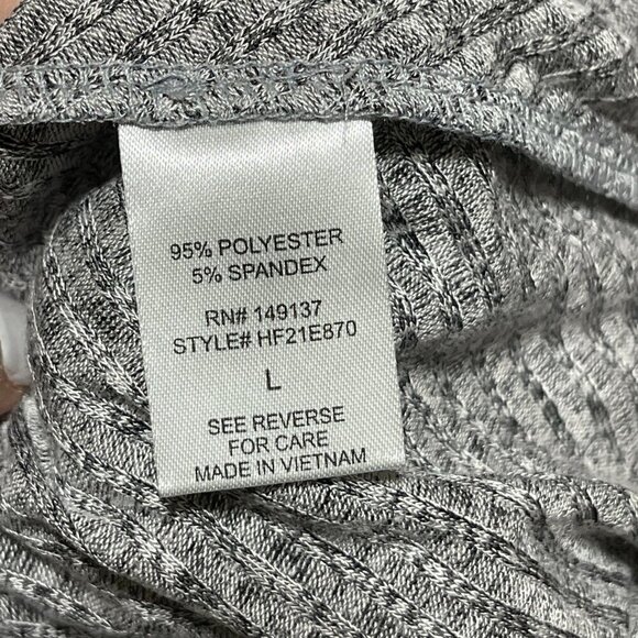 New HYFVE Ribbed Knit Dress Heather Grey V-Neck Crossed Bodice Size L Large - Picture 6 of 7